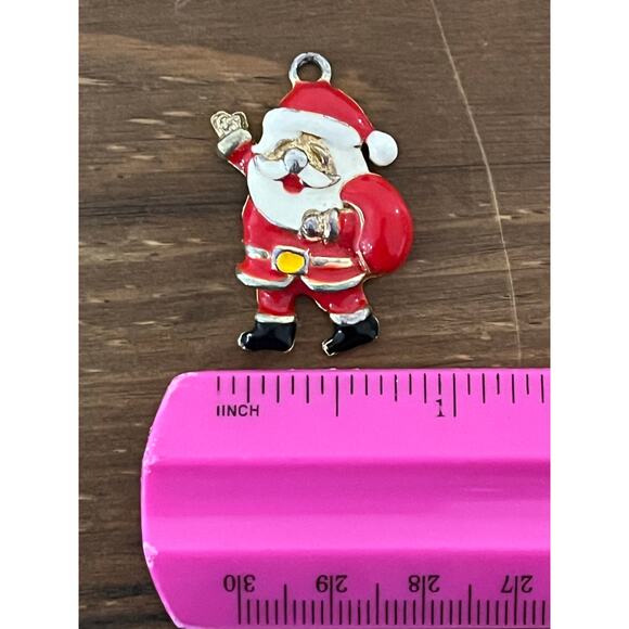 Vintage Phister Enterprises Santa Claus Pendant Enamel Christmas Jewelry Signed - Picture 10 of 10